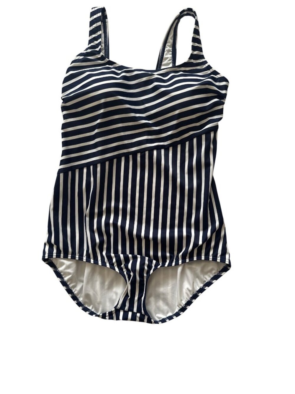 Lands' End Tugless Sporty One-Piece Swimsuit Navy/White SZ 16 Beach Vacation - Picture 1 of 5